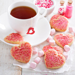 Valentines day sugar cookies with sprinkles