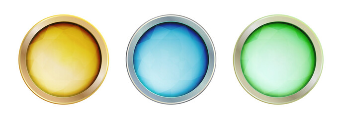 Set of crystal shiny buttons, design for website.