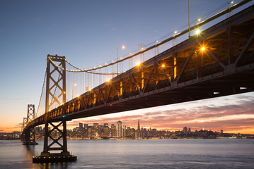 Fototapeta na wymiar twilight bay bridge