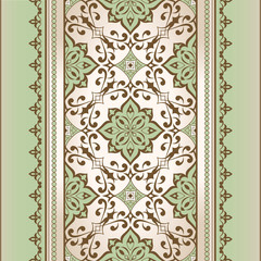 Decorative seamless green border on beige.