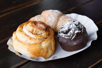 Tasty pastry on a paper plate