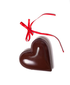 chocolate heart and red riibbon