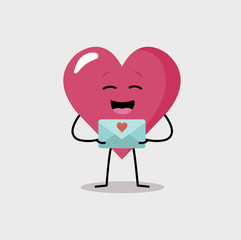 Happy heart character with a Valentine's Day letter