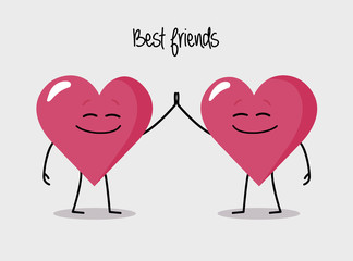 Happy heart characters best friends giving five