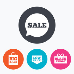 Sale speech bubble icon. Black friday symbol