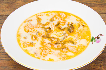 Creamy Fish Soup with Salmon and Seaweed Diet Food