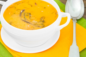 Creamy Fish Soup with Salmon and Seaweed Diet Food