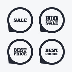 Sale icons. Best choice, price symbols