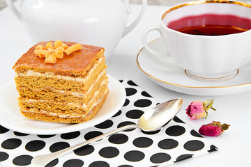 Delicious Honey Cake Decorated with Chocolate