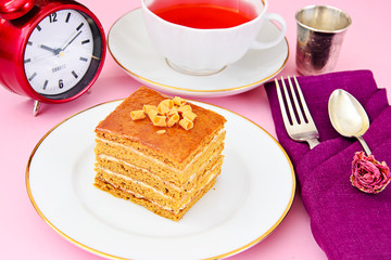 Delicious Honey Cake Decorated with Chocolate