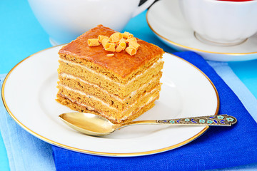 Delicious Honey Cake Decorated with Chocolate