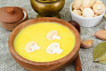 Puree Cream Soup of Zucchini with Mushrooms