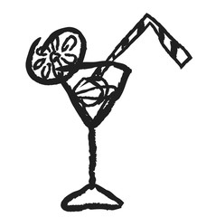 Fototapeta na wymiar doodle glass and cocktail, illustration icon