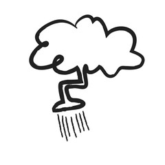 doodle cloud with rain,  illustration icon