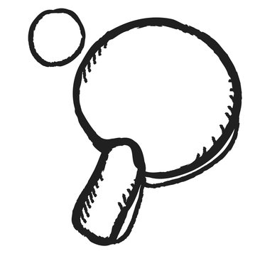 doodle table tennis, ping pong rackets and ball,  illustration icon
