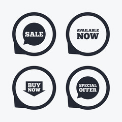 Sale icons. Special offer speech bubbles symbols
