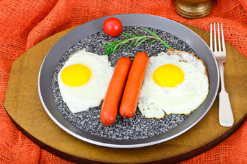 Fried Eggs with Fried Sausages.