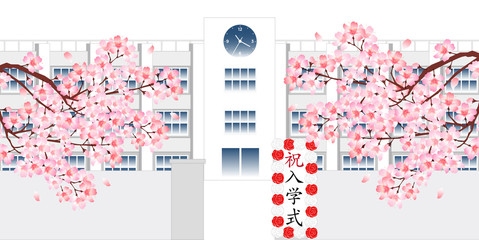 桜　学校　春　背景