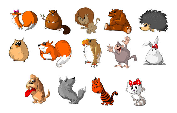 Collection of cute animal illustrations.