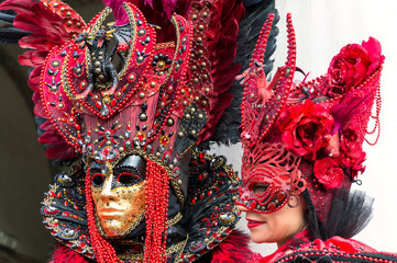 Red masked couple at Venice carnival