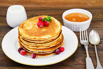 Tasty Pancakes with Cranberry Stack