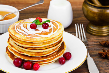 Tasty Pancakes with Cranberry Stack