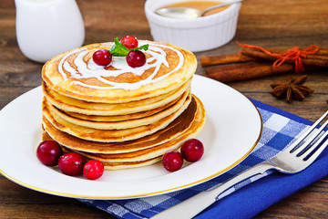 Tasty Pancakes with Cranberry Stack