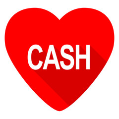 cash red heart valentine flat icon