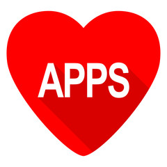 apps red heart valentine flat icon