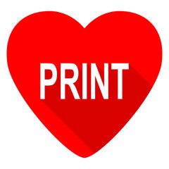 print red heart valentine flat icon