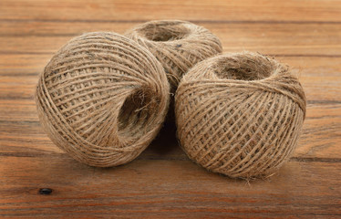 ropes on wooden background.