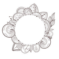 Vector circle floral frame.
