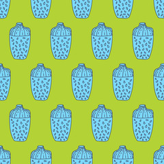 Vector handmade vase pattern perfect for textile design, web design, creating backgrounds, wallpapers and decorating interiors.