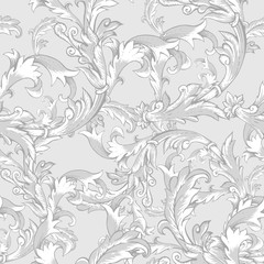 Vintage baroque seamless pattern with swirls