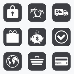 Online shopping, e-commerce and business icons.