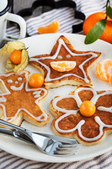 Funny children's pancakes for breakfast