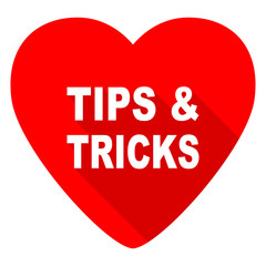 tips tricks red heart valentine flat icon