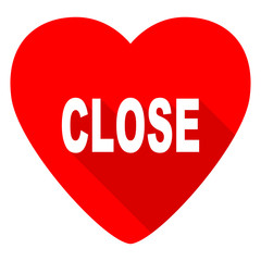 close red heart valentine flat icon