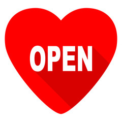 open red heart valentine flat icon