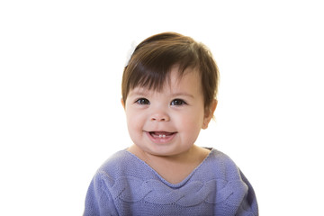A portrait of a toddler isolated on white