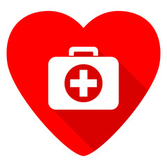 first aid red heart valentine flat icon
