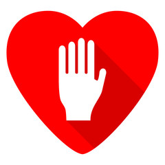 stop red heart valentine flat icon