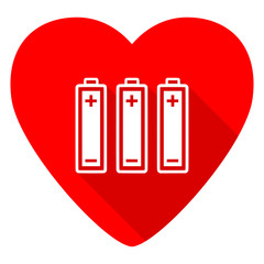 Obraz premium battery red heart valentine flat icon