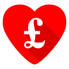 Obraz premium pound red heart valentine flat icon