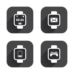 Smart watch icons. Wrist digital time clock.