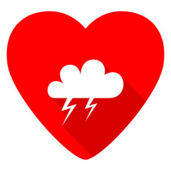 storm red heart valentine flat icon
