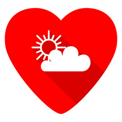 cloud red heart valentine flat icon
