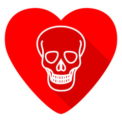 skull red heart valentine flat icon