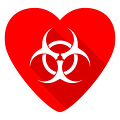 biohazard red heart valentine flat icon