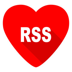 rss red heart valentine flat icon